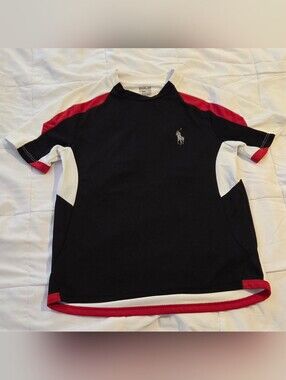 Polo by Ralph Lauren Boys' Navy, White & Red Athletic Tee SIZE MEDIUM